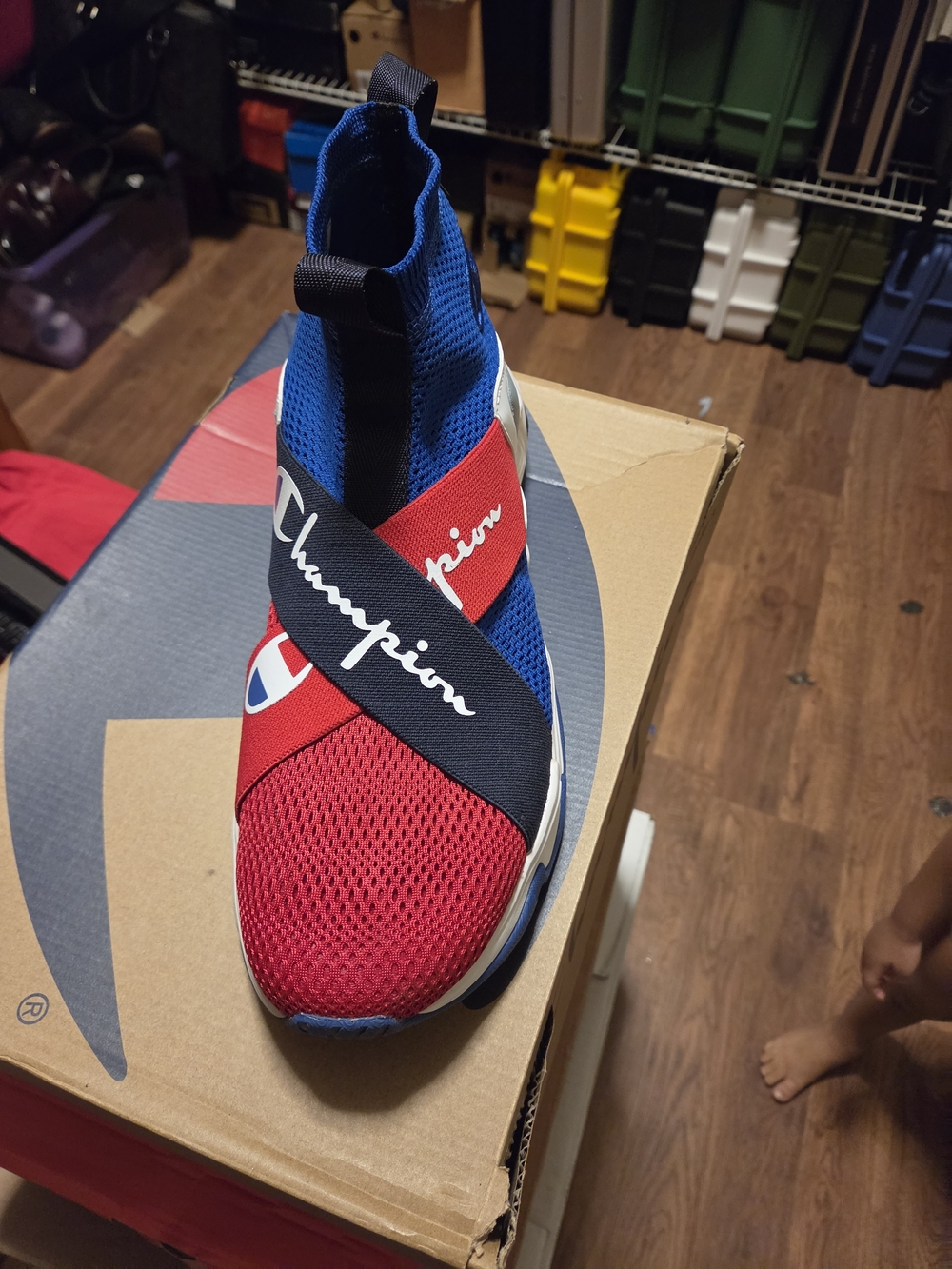 Champion Mens Red, Blue & Black Champion Slip-On Athletic Sneaker